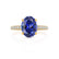 COCO - Oval Blue Sapphire & Diamond 18k Yellow Gold Petite Hidden Halo Triple Pavé Shoulder Set Ring Engagement Ring Lily Arkwright