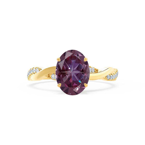 EDEN - Oval Alexandrite & Diamond 18k Yellow Gold Vine Solitaire Ring Engagement Ring Lily Arkwright