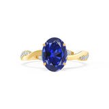 EDEN - Oval Blue Sapphire & Diamond 18k Yellow Gold Vine Solitaire Ring Engagement Ring Lily Arkwright