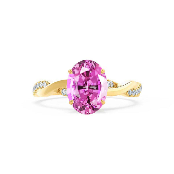 EDEN - Oval Pink Sapphire & Diamond 18k Yellow Gold Vine Solitaire Ring Engagement Ring Lily Arkwright
