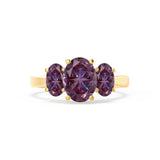 EVERDEEN - Oval Alexandrite 18k Yellow Gold Trilogy Ring Engagement Ring Lily Arkwright