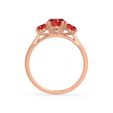 EVERDEEN - Oval Ruby 18k Rose Gold Trilogy Ring Engagement Ring Lily Arkwright
