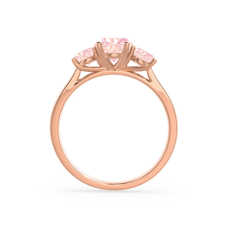 EVERDEEN - Oval Champagne Sapphire 18k Rose Gold Trilogy Ring Engagement Ring Lily Arkwright
