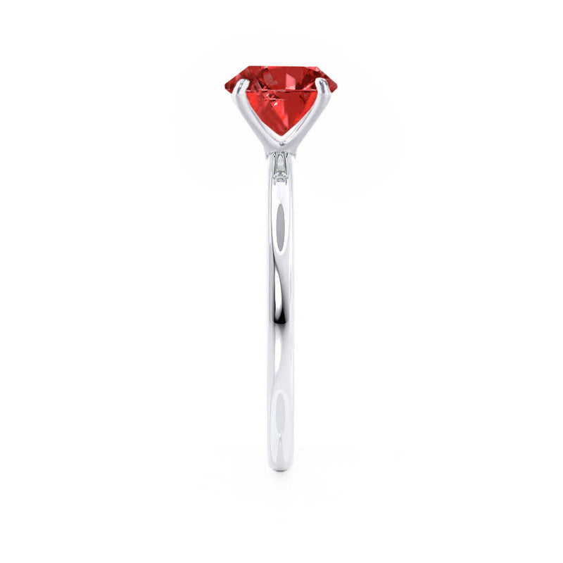 LULU - Elongated Cushion Ruby 18k White Gold Petite Solitaire Ring Engagement Ring Lily Arkwright