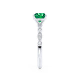 HOPE - Princess Emerald & Diamond 950 Platinum Vintage Shoulder Set Engagement Ring Lily Arkwright