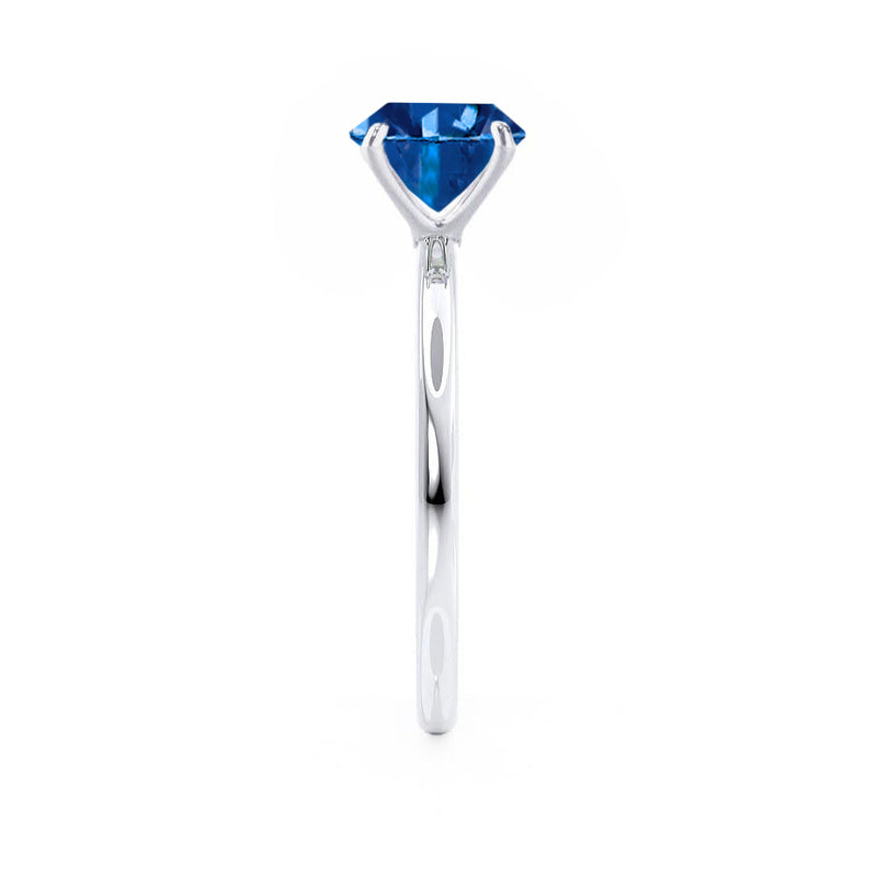 LULU - Elongated Cushion Blue Sapphire 18k White Gold Petite Solitaire Ring Engagement Ring Lily Arkwright