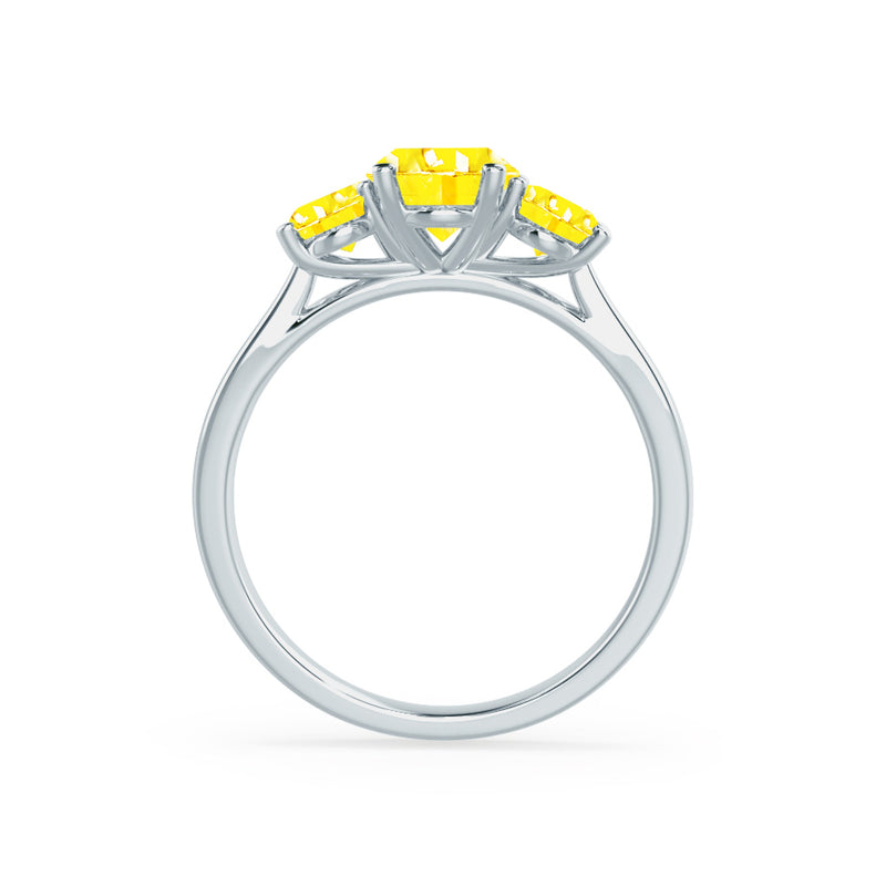 EVERDEEN - Oval Yellow Sapphire 18k White Gold Trilogy Ring Engagement Ring Lily Arkwright