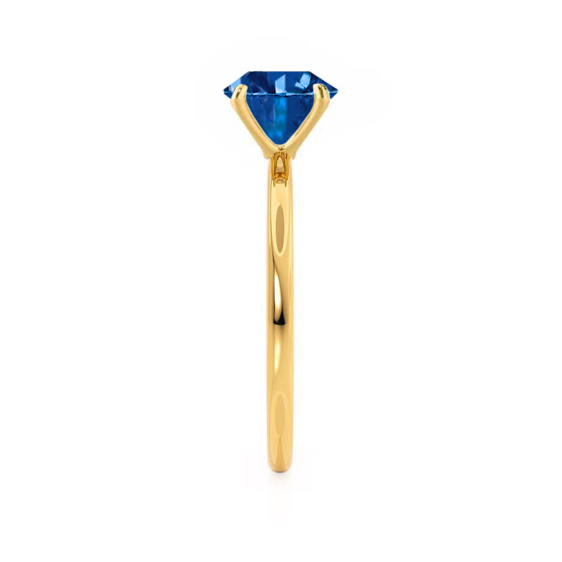 LULU - Elongated Cushion Blue Sapphire 18k Yellow Gold Petite Solitaire Ring Engagement Ring Lily Arkwright