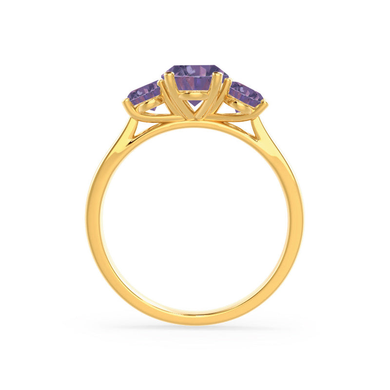 EVERDEEN - Oval Alexandrite 18k Yellow Gold Trilogy Ring Engagement Ring Lily Arkwright