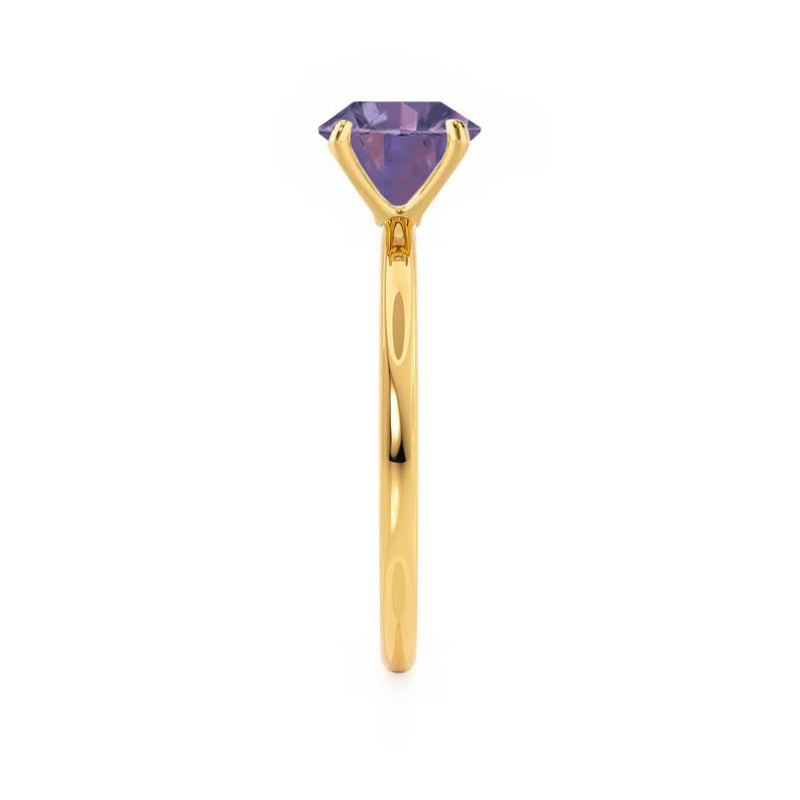 LULU - Radiant Alexandrite 18k Yellow Gold Petite Solitaire Engagement Ring Lily Arkwright