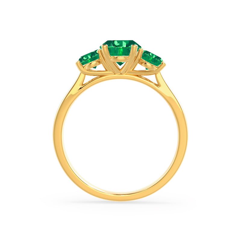 EVERDEEN - Oval Emerald 18k Yellow Gold Trilogy Ring Engagement Ring Lily Arkwright