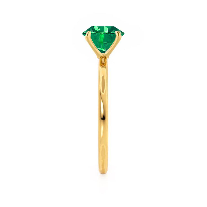 LULU - Elongated Cushion Emerald 18k Yellow Gold Petite Solitaire Ring Engagement Ring Lily Arkwright