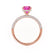 COCO - Cushion Pink Sapphire & Diamond 18k Rose Gold Hidden Halo Triple Pavé Shoulder Set Engagement Ring Lily Arkwright