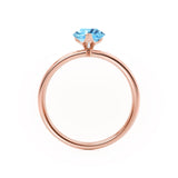 LULU - Pear Aqua Spinel 18k Rose Gold Petite Solitaire Ring Engagement Ring Lily Arkwright