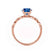 HOPE - Princess Blue Sapphire & Diamond 18k Rose Gold Vintage Shoulder Set Engagement Ring Lily Arkwright