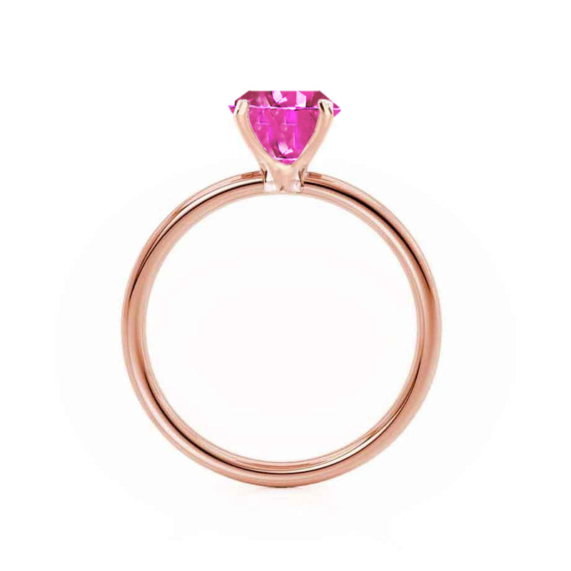LULU - Radiant Pink Sapphire 18k Rose Gold Petite Solitaire Engagement Ring Lily Arkwright