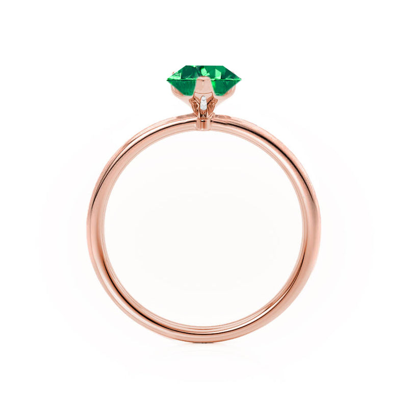 LULU - Pear Emerald 18k Rose Gold Petite Solitaire Ring Engagement Ring Lily Arkwright