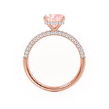 COCO - Princess Champagne Sapphire & Diamond 18k Rose Gold Hidden Halo Triple Pavé Shoulder Set Engagement Ring Lily Arkwright