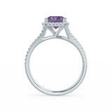 EVERLY - Radiant Alexandrite & Diamond 18k White Gold Split Shank Halo Ring Engagement Ring Lily Arkwright