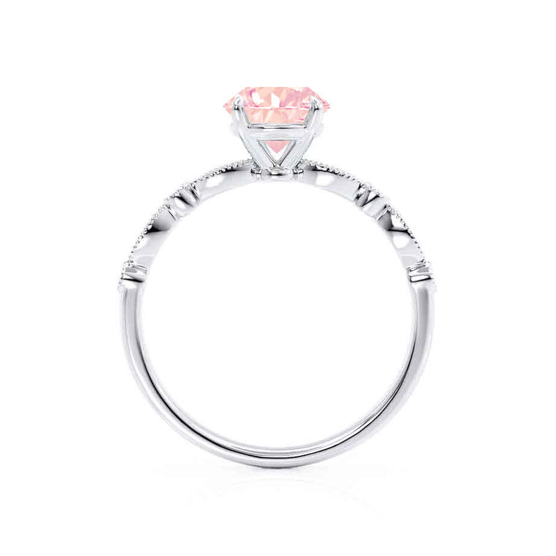 HOPE - Princess Champagne Sapphire & Diamond 18k White Gold Vintage Shoulder Set Engagement Ring Lily Arkwright