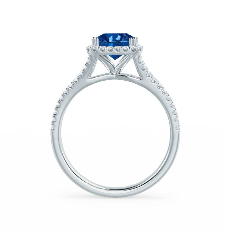 EVERLY Chatham® Radiant Blue Sapphire Diamond 18k White Gold