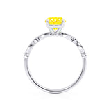 HOPE - Princess Yellow Sapphire & Diamond 18k White Gold Vintage Shoulder Set Engagement Ring Lily Arkwright