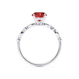 HOPE - Princess Ruby & Diamond 18k White Gold Vintage Shoulder Set Engagement Ring Lily Arkwright