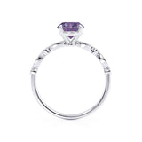 HOPE - Princess Alexandrite & Diamond 18k White Gold Vintage Shoulder Set Engagement Ring Lily Arkwright