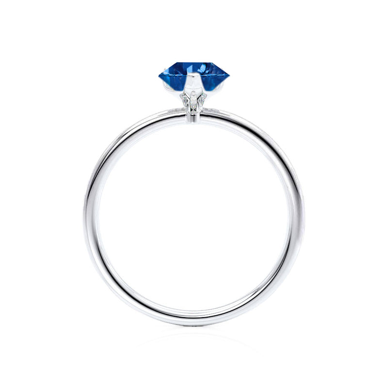 LULU - Pear Blue Sapphire 18k White Gold Petite Solitaire Ring Engagement Ring Lily Arkwright