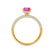 COCO - Oval Pink Sapphire & Diamond 18k Yellow Gold Petite Hidden Halo Triple Pavé Shoulder Set Ring Engagement Ring Lily Arkwright