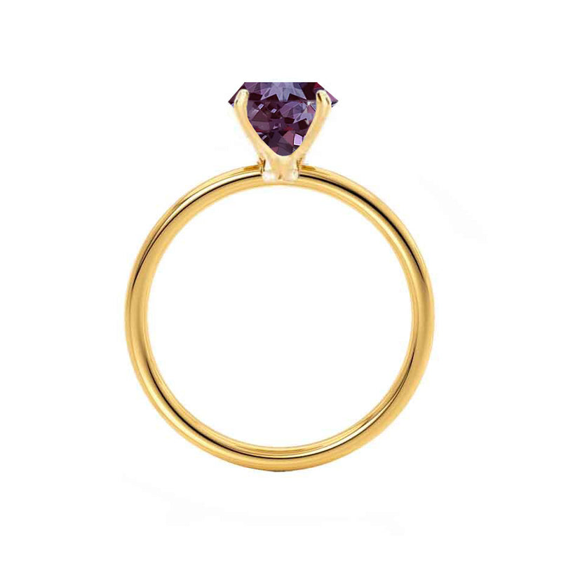 LULU - Radiant Alexandrite 18k Yellow Gold Petite Solitaire Engagement Ring Lily Arkwright
