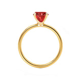 LULU - Radiant Ruby 18k Yellow Gold Petite Solitaire Engagement Ring Lily Arkwright