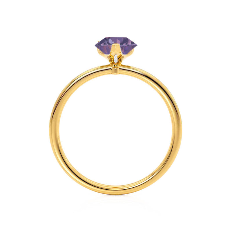LULU - Pear Alexandrite 18k Yellow Gold Petite Solitaire Ring Engagement Ring Lily Arkwright
