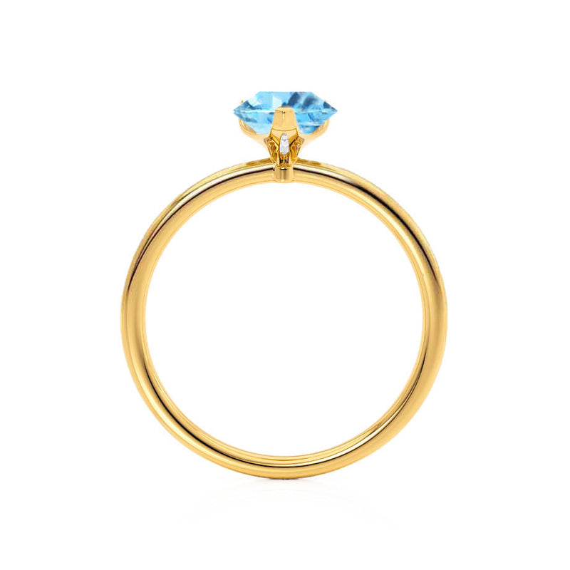 LULU - Pear Aqua Spinel 18k Yellow Gold Petite Solitaire Ring Engagement Ring Lily Arkwright
