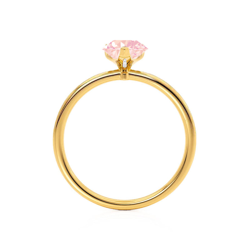 LULU - Pear Champagne Sapphire 18k Yellow Gold Petite Solitaire Ring Engagement Ring Lily Arkwright