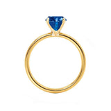 LULU - Radiant Blue Sapphire 18k Yellow Gold Petite Solitaire Engagement Ring Lily Arkwright