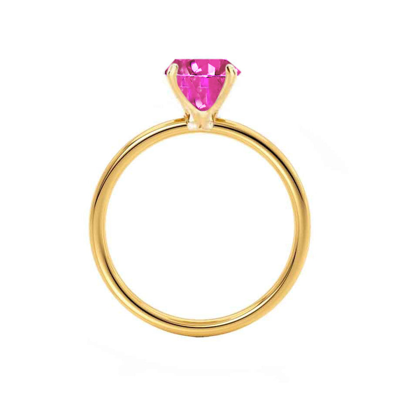 LULU - Elongated Cushion Pink Sapphire 18k Yellow Gold Petite Solitaire Ring Engagement Ring Lily Arkwright