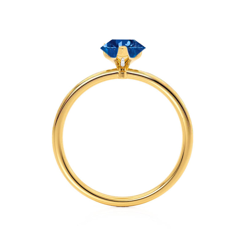LULU - Pear Blue Sapphire 18k Yellow Gold Petite Solitaire Ring Engagement Ring Lily Arkwright