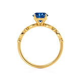 HOPE - Princess Blue Sapphire & Diamond 18k Yellow Gold Vintage Shoulder Set Engagement Ring Lily Arkwright