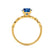 HOPE - Princess Blue Sapphire & Diamond 18k Yellow Gold Vintage Shoulder Set Engagement Ring Lily Arkwright