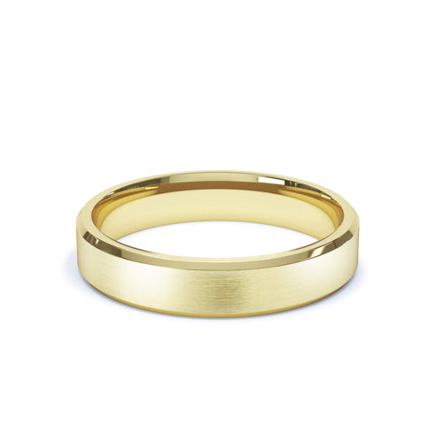 - Ready to Ship 4mm Satin Polish Bevelled Edge Profile Wedding Ring 9k Yellow Gold