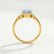 ALYA - Oval Aquamarine Blue Sapphire Starburst Cluster Shoulder Set Engagement Ring 18k Yellow Gold