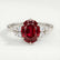 ALYA - Oval Ruby Starburst Cluster Shoulder Set Engagement Ring 950 Platinum