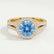 AMELIA - Round Blue Lab Diamond 18k Yellow Gold Halo Ring