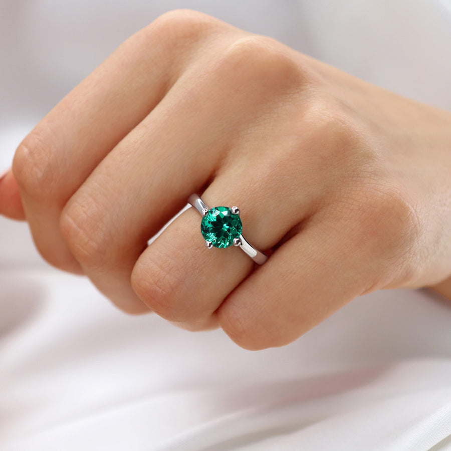 ANNORA - Chatham® Emerald 18k Yellow Gold Twist Solitaire