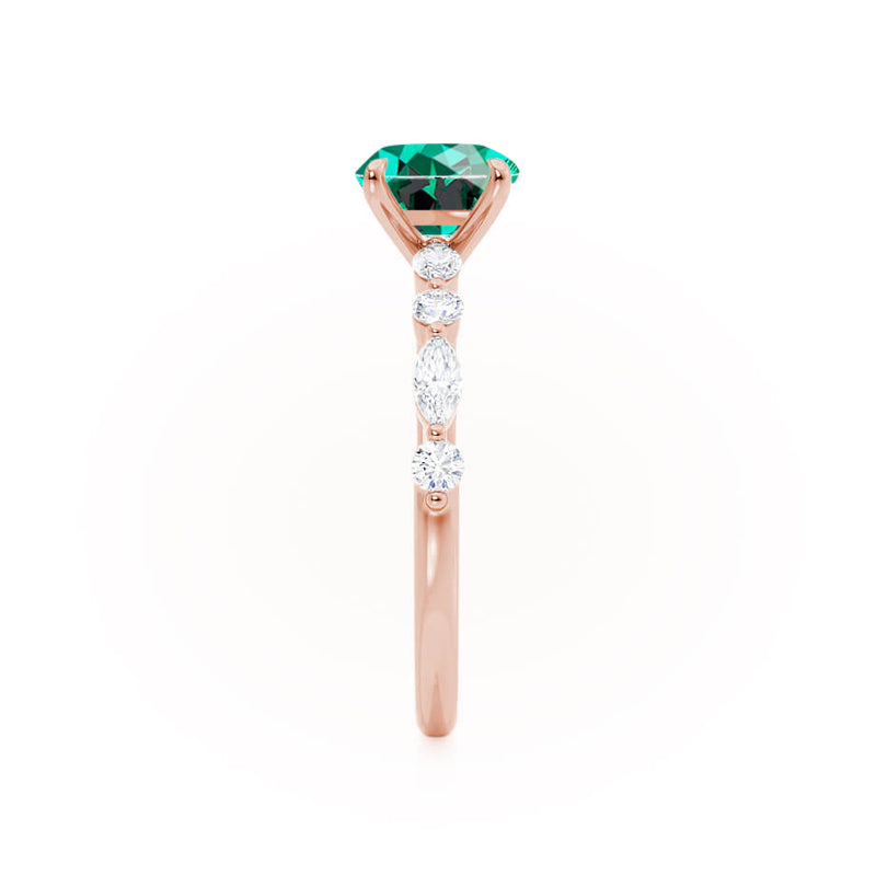 ALLURE - Chatham® Round Emerald Solitaire Engagement Ring 18k Rose Gold