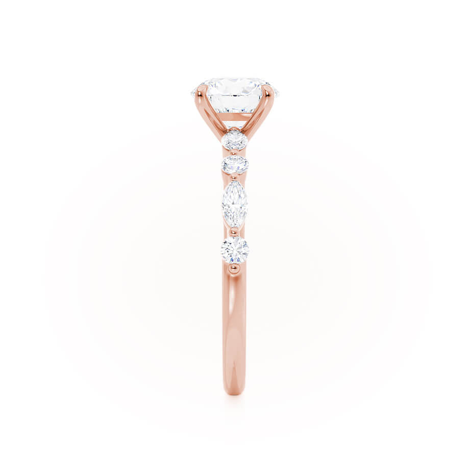 ALLURE - Round Lab Diamond 18k Rose Gold Scatter Ring Engagement Ring ...