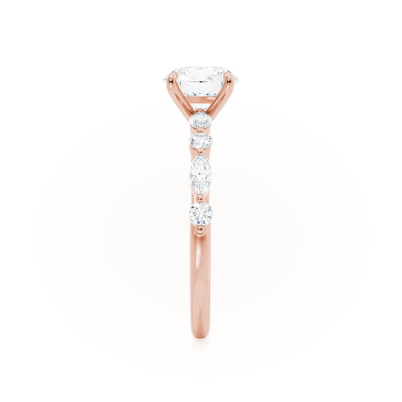 ALLURE - Oval Natural Diamond 18k Rose Gold Scatter Ring Engagement Ring Lily Arkwright