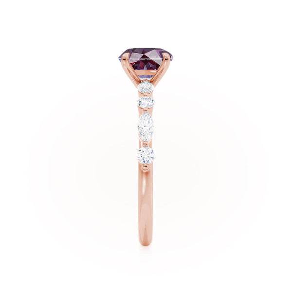 ALLURE - Chatham® Round Alexandrite Solitaire Engagement Ring 18k Rose Gold