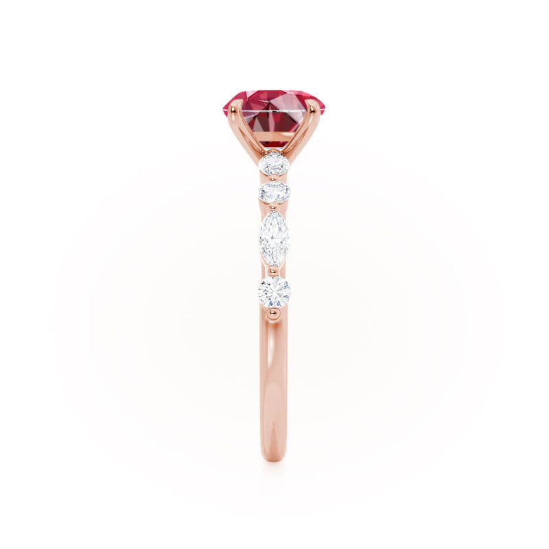 ALLURE - Chatham® Round Ruby Solitaire Engagement Ring 18k Rose Gold